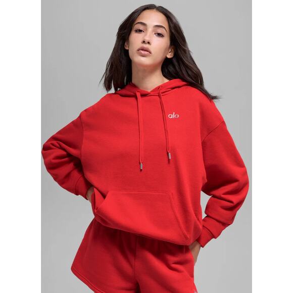 Alo Sweaters - Alo Accolade Hoodie Bright Red Size Small NWT